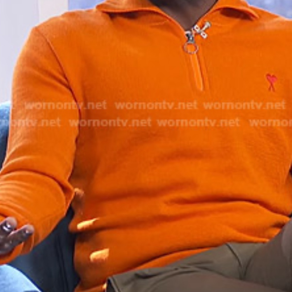 Ami Alexandre Mattiussi Vibrant Orange Wool Knit half zip unisex